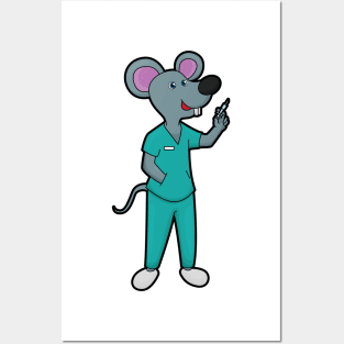 Mouse as Nurse at Vaccination with Syringe Posters and Art